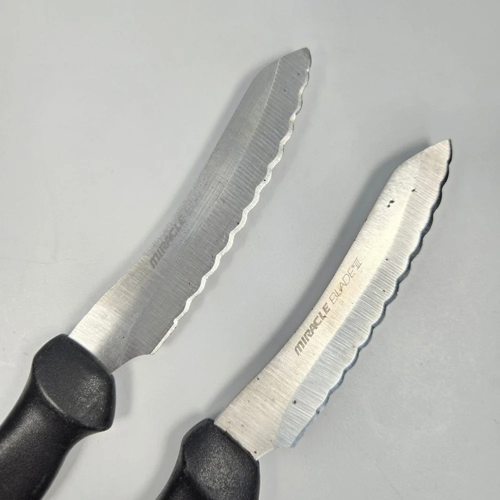 Miracle Blade III Perfection Series Steak Knives Set of 2 Stainless Black Handle